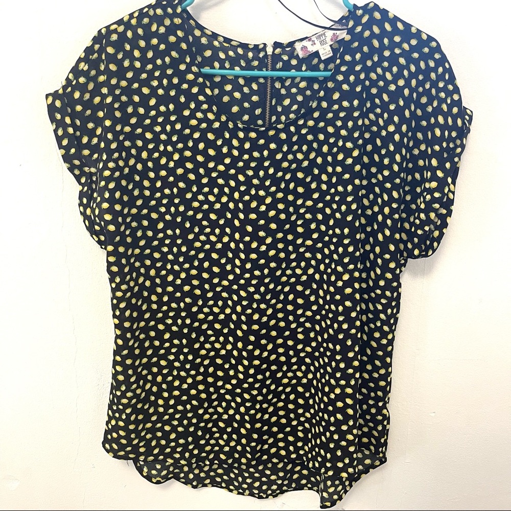 Lemon short sleeved shirt, Blouse, zipper back, Hippie Rose, Dressy Lightweight